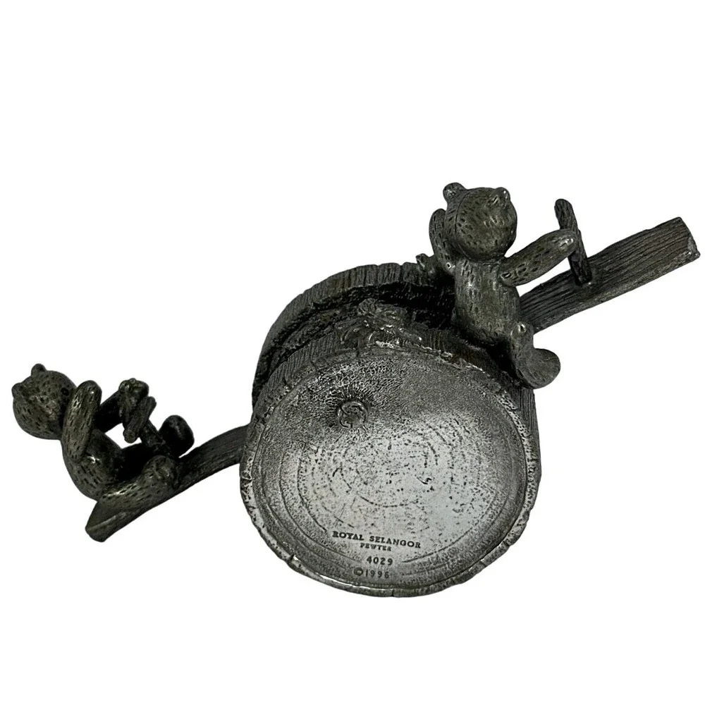 Royal‎ Selangor Pewter Teddy Bear Clock Barrel Design Collectible 1996